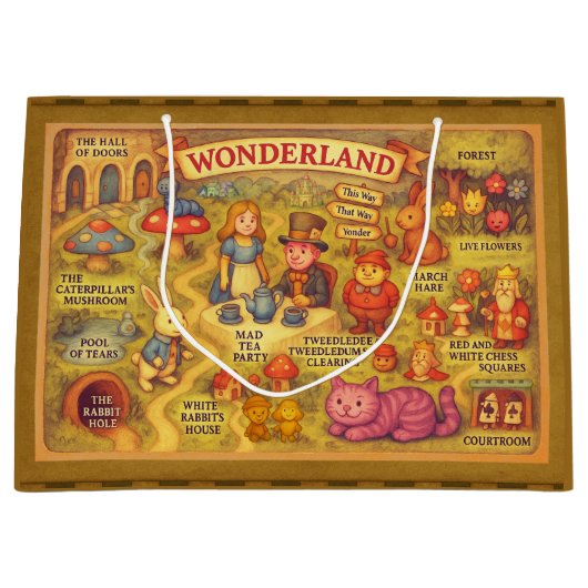 Whimsical Alice in Wonderland Kaart Groot Cadeauzakje (Voorkant)