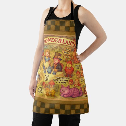 Whimsical Alice in Wonderland Kaart Schort (Insitu)