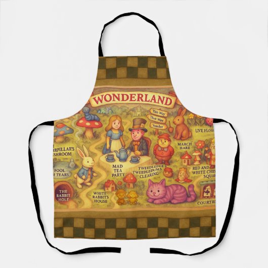 Whimsical Alice in Wonderland Kaart Schort (Voorkant)