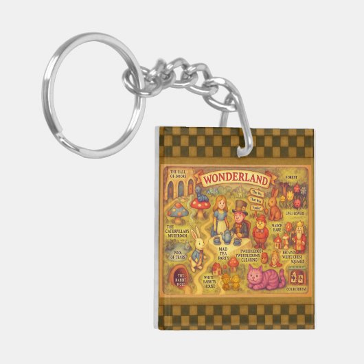 Whimsical Alice in Wonderland Kaart Sleutelhanger (Voorkant Links)