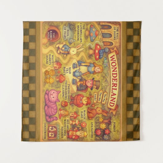 Whimsical Alice in Wonderland Kaart Wandkleed (Voorkant (horizontaal))