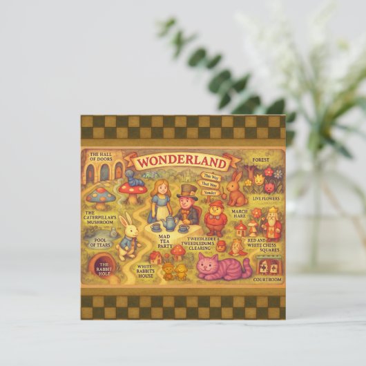 Whimsical Alice in Wonderland Map (Staand voorkant)