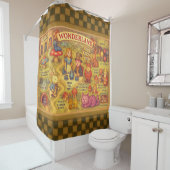 Whimsical Alice in Wonderland Map Douchegordijn (In situ)