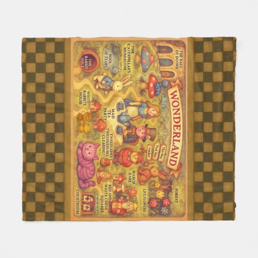 Whimsical Alice in Wonderland Map Fleece Deken (Voorkant (Horizontaal))