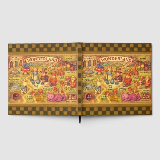 Whimsical Alice in Wonderland Map Gastenboek (Volledig)