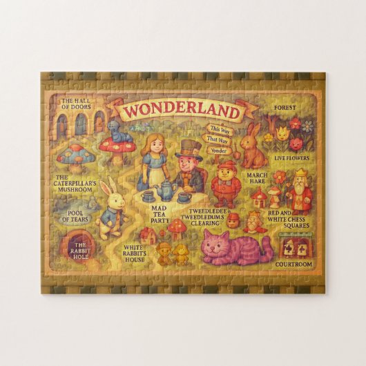 Whimsical Alice in Wonderland Map Legpuzzel (Horizontaal)