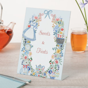 Whimsical Alice in Wonderland Sweet Treat Sign Reclamebord Met Voetstuk