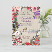Whimsical Alice in Wonderland Tea Party Theme Kaart (Staand voorkant)