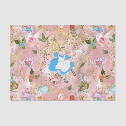 Whimsical Alice's avonturen in Wonderland Fun Tissuepapier (Voorkant)