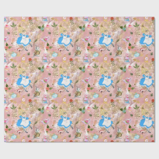 Whimsical Alice's avonturen in Wonderland Party Cadeaupapier (Vlak)