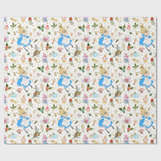 Whimsical Alice's avonturen in Wonderland Party Cadeaupapier (Vlak)