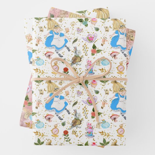 Whimsical Alice's avonturen in Wonderland Party Inpakpapier Vel (In situ)