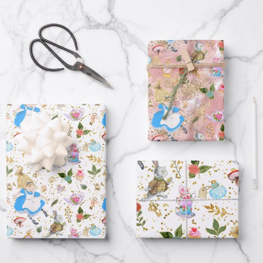Whimsical Alice's avonturen in Wonderland Party Inpakpapier Vel (Voorkant)