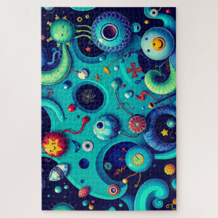 Whimsical Alien World - Kleurrijke ruimtewezens Legpuzzel