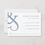 Whimsical Ampersand | Dusty Blue Wedding RSVP Kaartje (Voorkant)