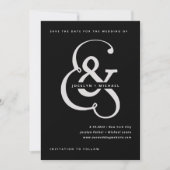 Whimsical Ampersand | Moody Black Foto terug Save The Date (Voorkant)