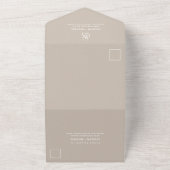 Whimsical Ampersand | Witte en beige bruiloft All In One Uitnodiging (Buitenkant)