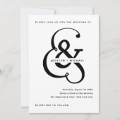 Whimsical Ampersand | Zwarte en witte bruiloft Kaart (Voorkant)