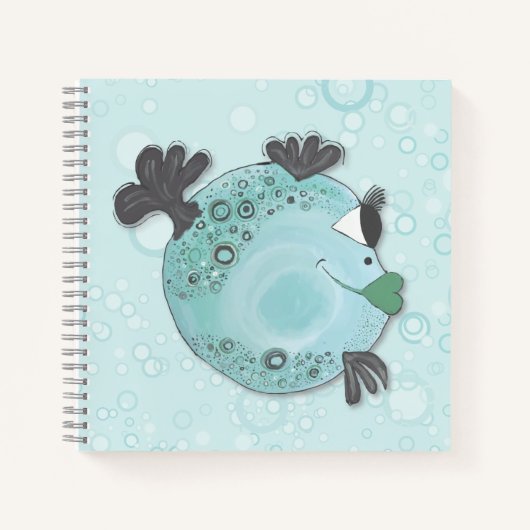 Whimsical and Cheerful Fish Art in Blauwgroen Hues Notitieboek (Voorkant)