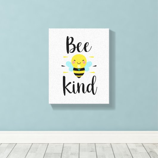 Whimsical and Kind Bee Illustration Canvas Afdruk (Insitu (Houten vloer))