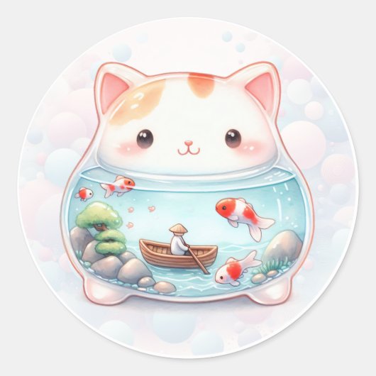 Whimsical Animal Jars - Kat - Ronde Sticker (Voorkant)