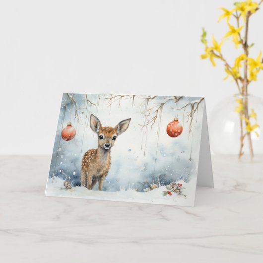 Whimsical Animals Christmas Kaart (Gele Bloem)