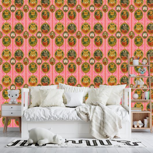 Whimsical animals reading books behang