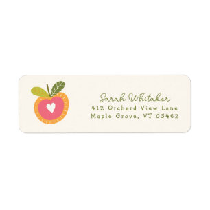Whimsical Apple Autumn Green Schattige Modern Etiket