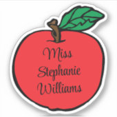Whimsical Apple Teacher's Name Cutout Sticker (Voorkant)