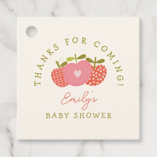 Whimsical Apple Theme Herfst Baby shower Bedankt Bedankjes Labels (Voorkant)