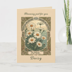 Whimsical aprilbloemen Art Nouveau-ontwerp Kaart