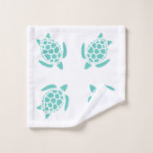 Whimsical Aqua Blue Sea Turtles Motif nautique (Gant de toilette)