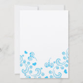 Whimsical Aqua Bumble Bee Swirl Wedding Invite Kaart (Achterkant)