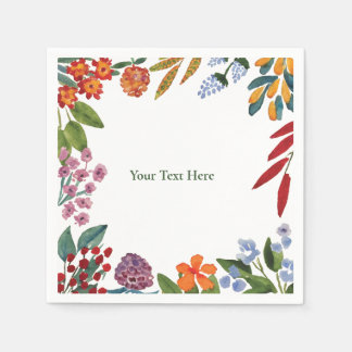 Whimsical aquarel bloemenpapier servet