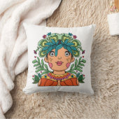 Whimsical Art Girl with Floral Crown Kussen (Deken)