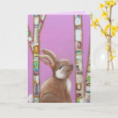 Whimsical Art Konijn 2 Kaart  (Gele Bloem)