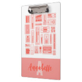 Whimsical Art levert koraalrood patroon monogram Klembord (Links)