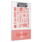 Whimsical Art levert koraalrood patroon monogram Klembord (Rechts)