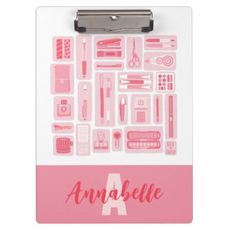 Whimsical Art levert roze patroon monogram Klembord