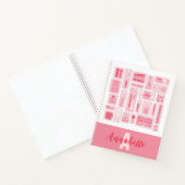 Whimsical Art levert roze patroon monogram Notitieboek (Binnen)