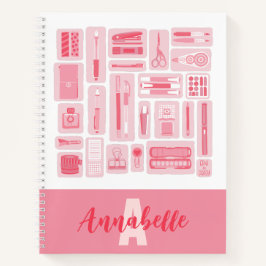 Whimsical Art levert roze patroon monogram Notitieboek