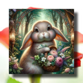 Whimsical Art Nouveau Woodland paashaas Feestdagenkaart