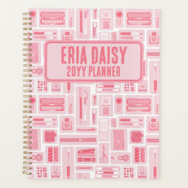 Whimsical Art Supplies patroon roze Planner