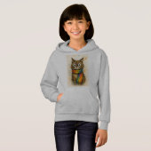 Whimsical Artistic Cat Girls' Hoodie - Fun Feline  (Devant entier)