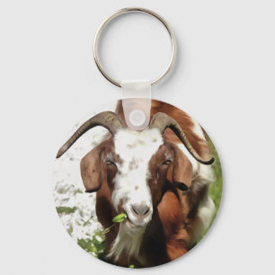 Whimsical Artistic Portrait Of A Goat Grazing Sleutelhanger