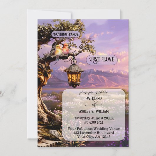 Whimsical Artistic Romantic Lavender Wedding Kaart (Voorkant)