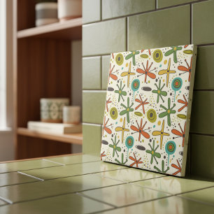 Whimsical Atomic Era Naadloos Patroon #7 ID1224 Tegeltje