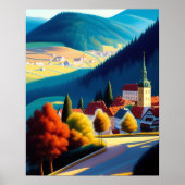 Whimsical Austria Countryside Art Print (Voorkant)