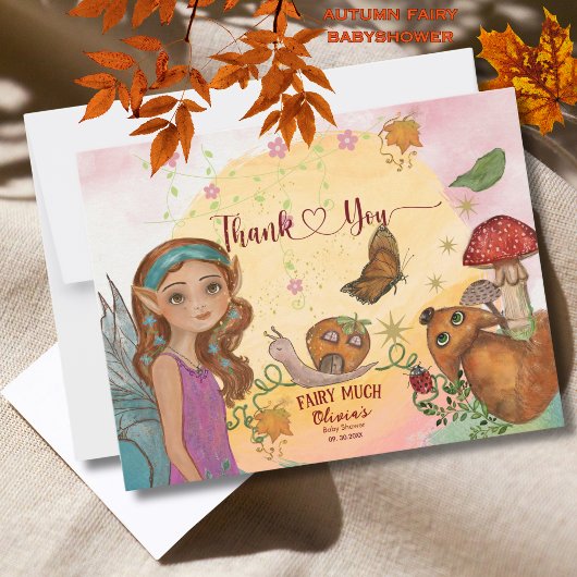 Whimsical Automne Fairy Baby shower Merci Note