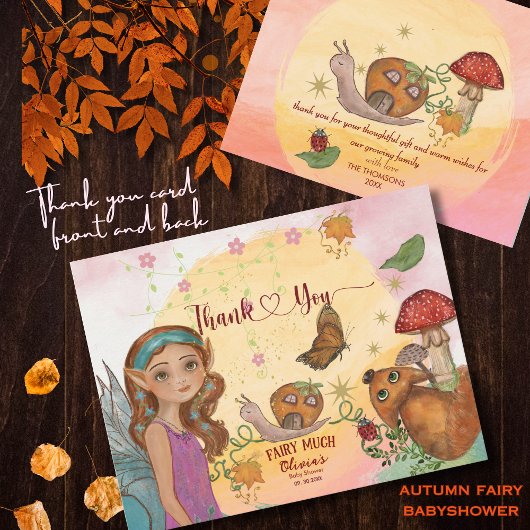 Whimsical Automne Fairy Baby shower Merci Note